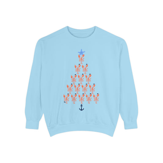 Lobster with Quahogs Shaped as a Christmas Tree-Crewneck