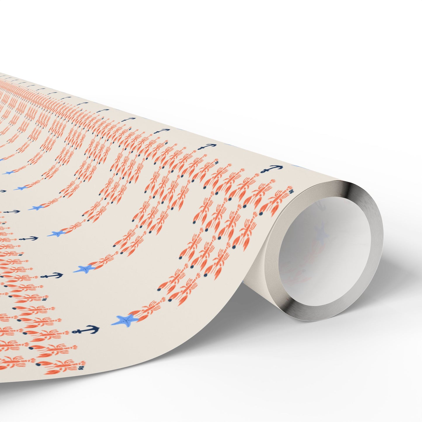 Lobster Holding Quahogs Shaped as a Christmas Tree- Wrapping Paper