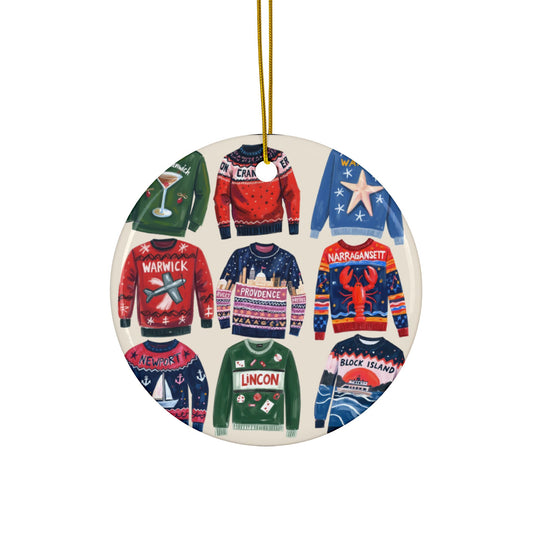 RI Ugly Sweater- Ceramic Ornament