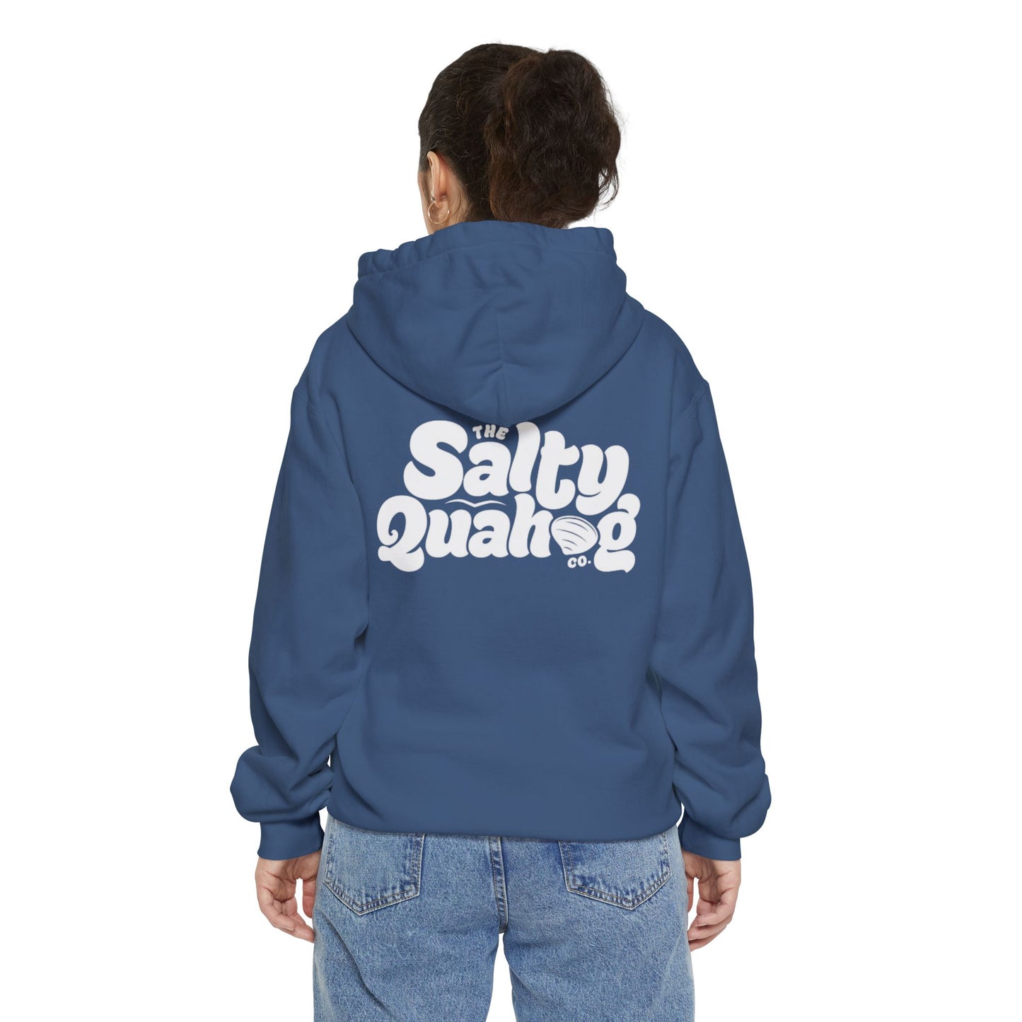 Salty Quahog Hoodie with logo on back