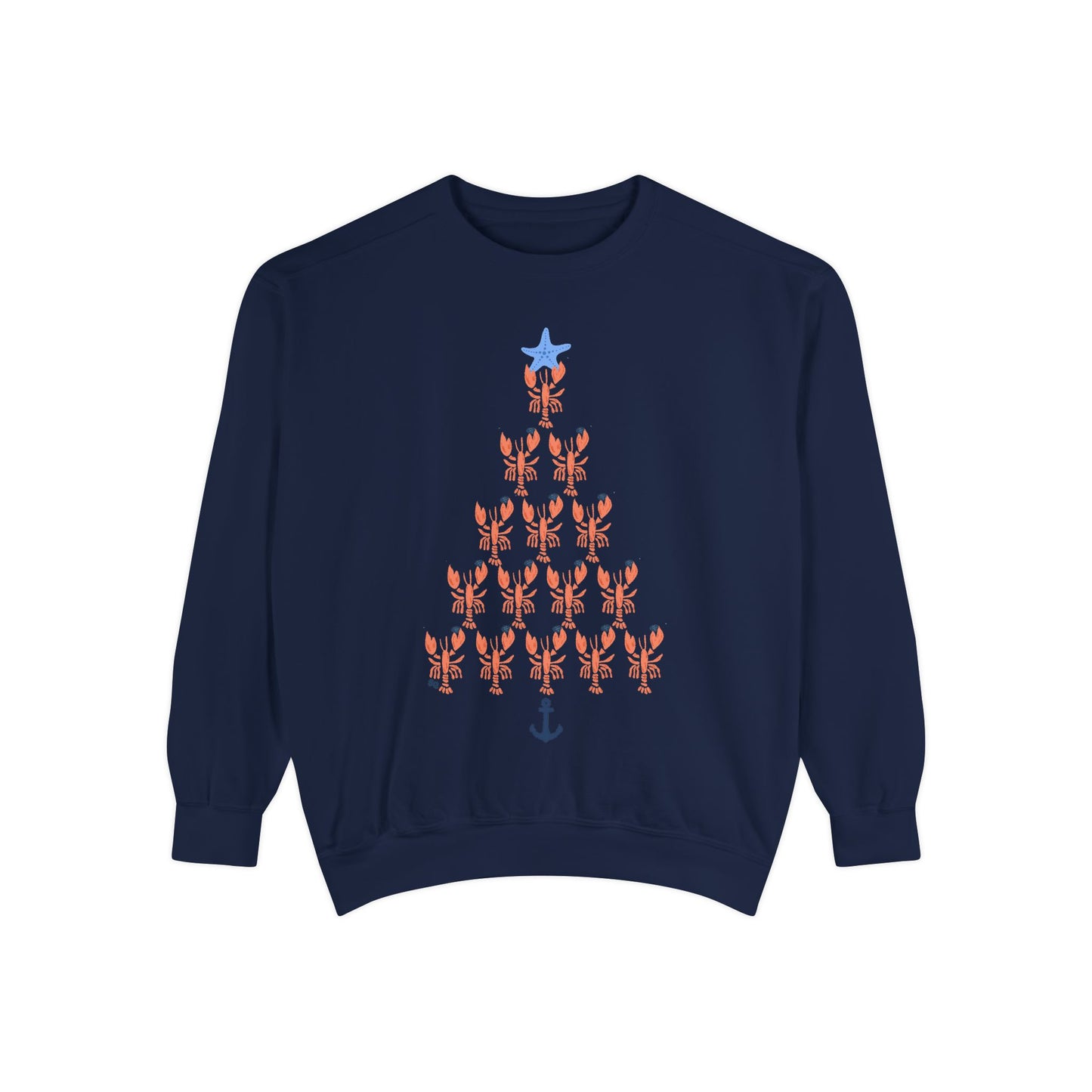 Lobster with Quahogs Shaped as a Christmas Tree-Crewneck