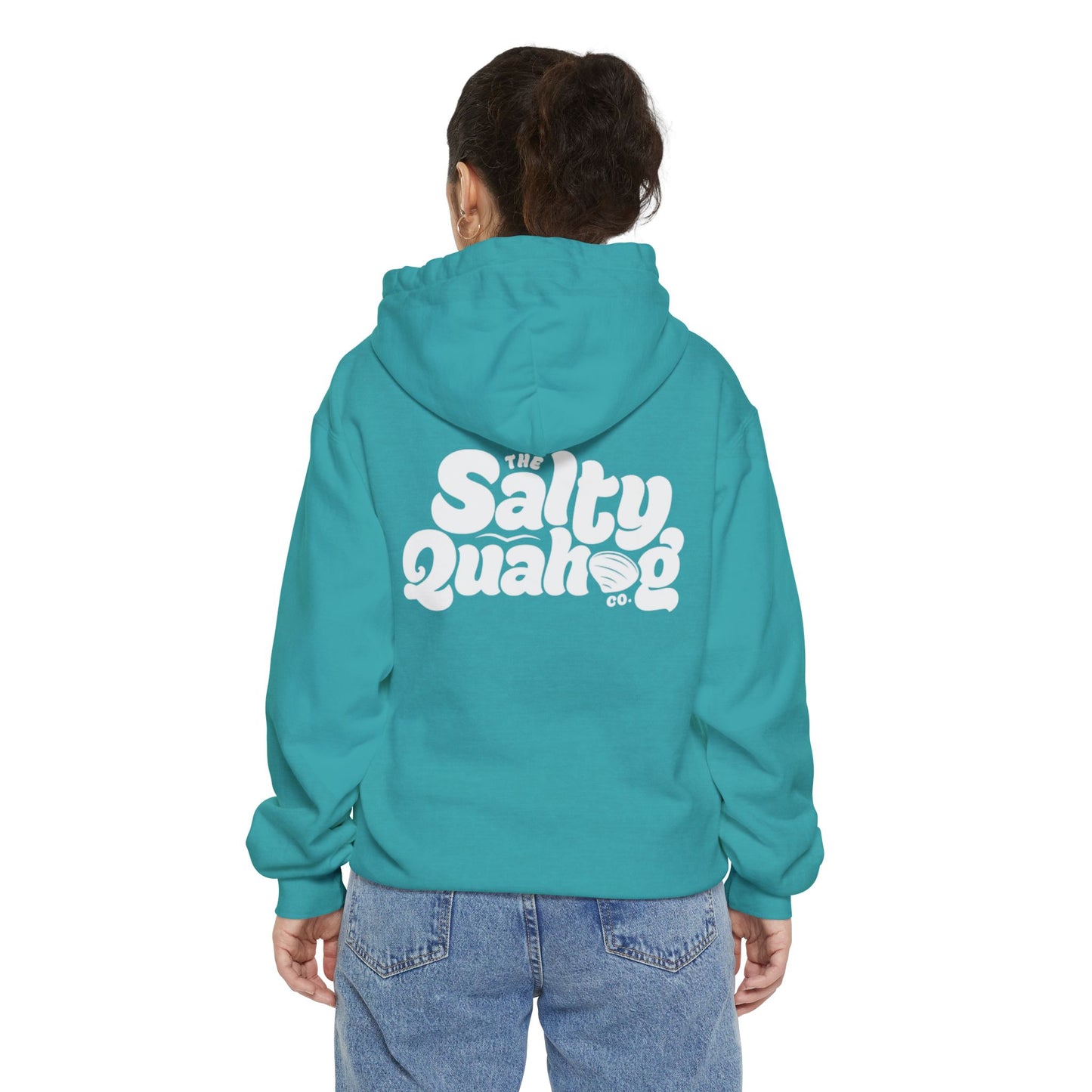 Salty Quahog Hoodie with logo on back