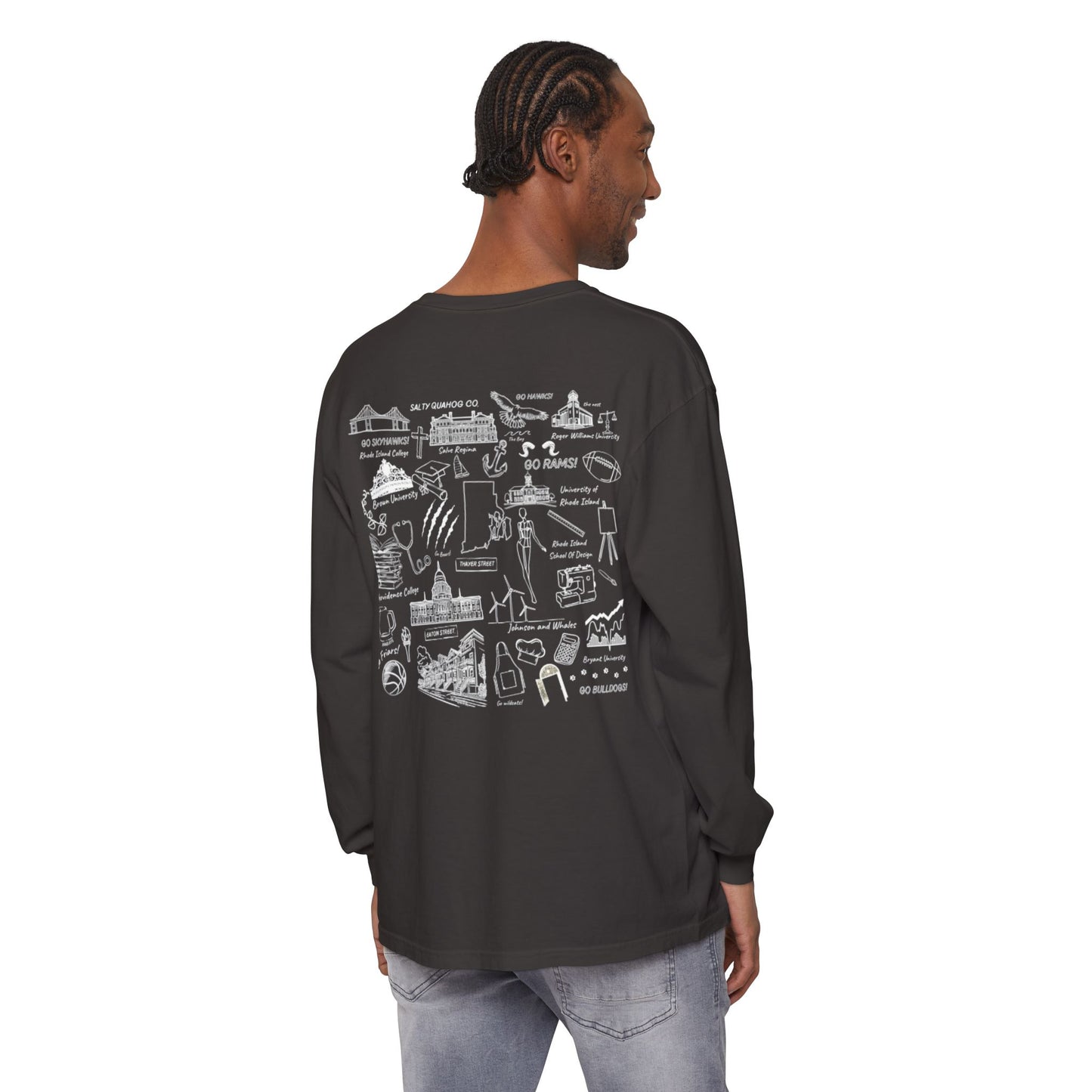 RI College Sketched Unisex Long Sleeve T-Shirt Red Flag