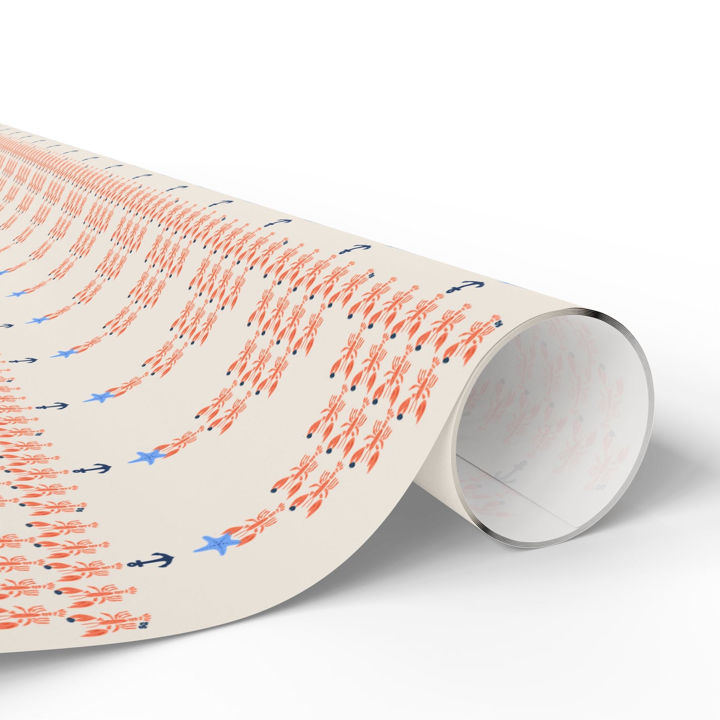 Lobster Holding Quahogs Shaped as a Christmas Tree- Wrapping Paper