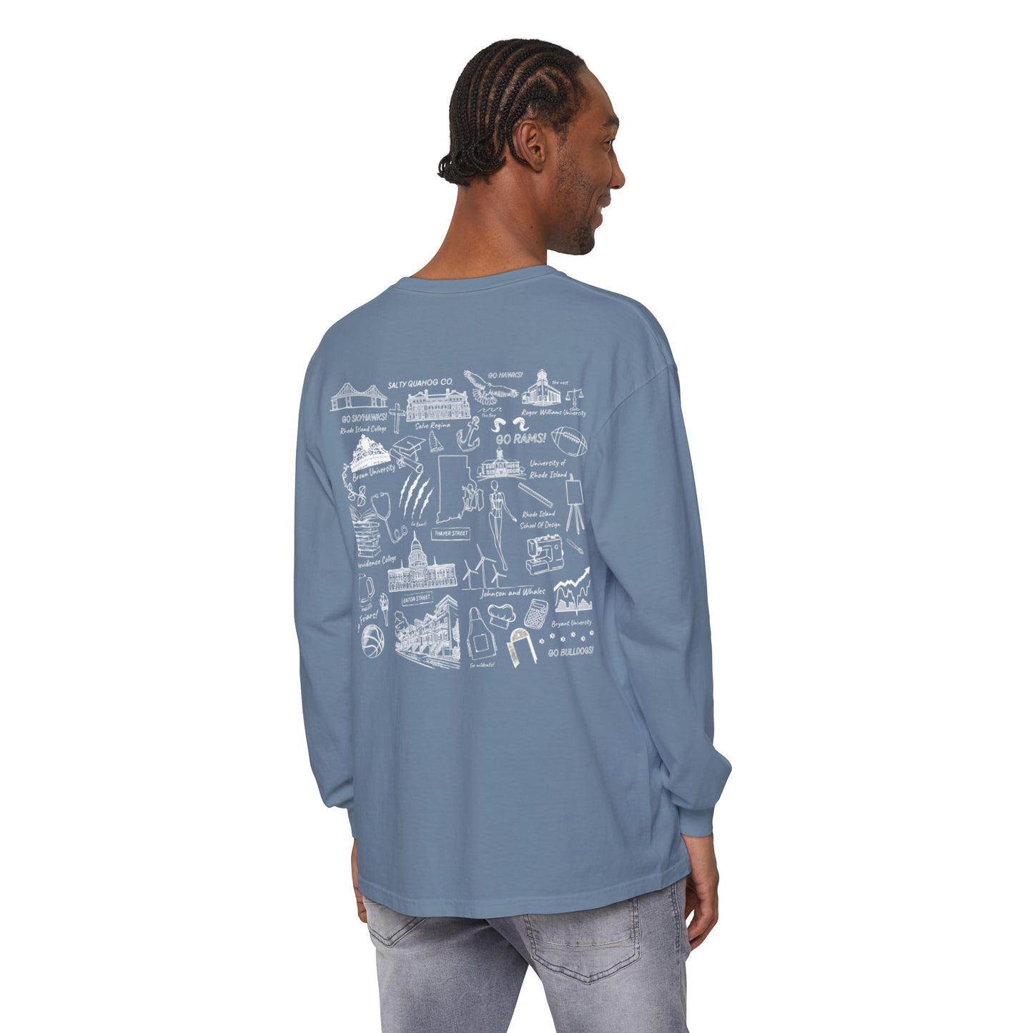 RI College Sketched Unisex Long Sleeve T-Shirt Red Flag