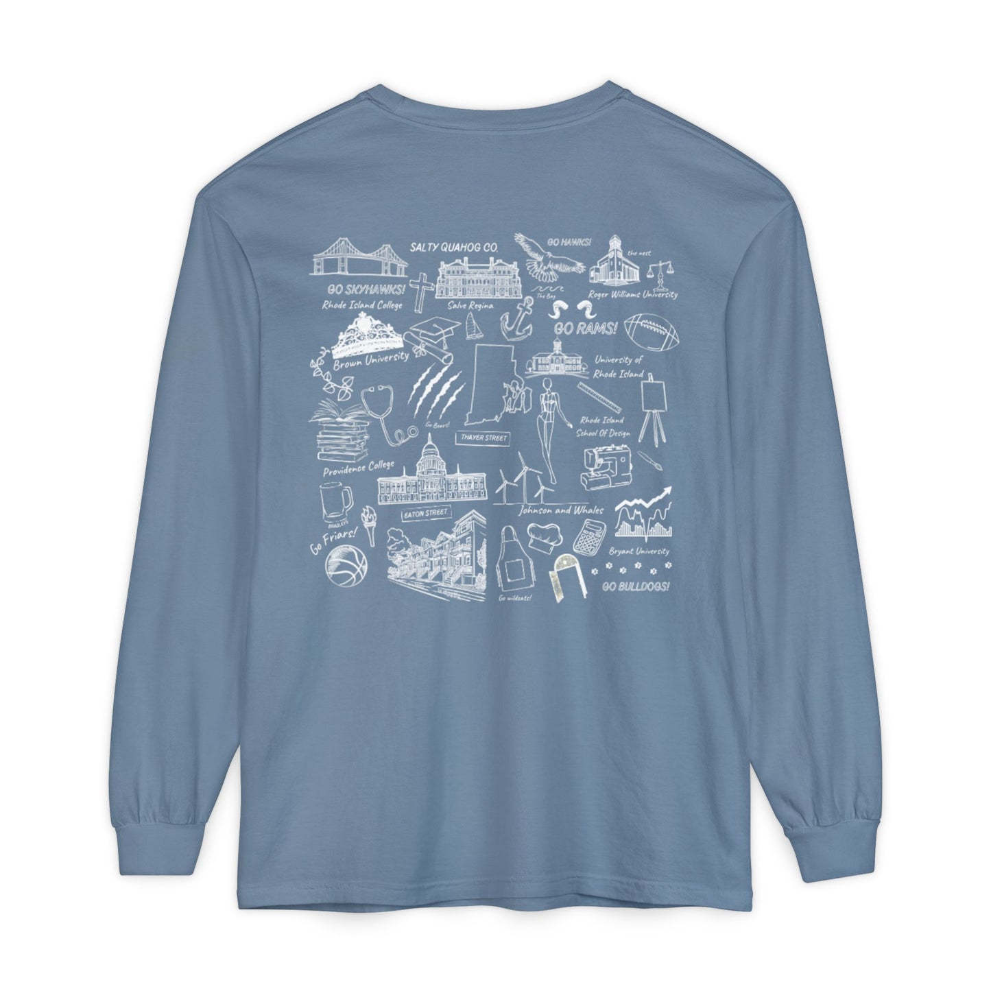 RI College Sketched Unisex Long Sleeve T-Shirt Red Flag