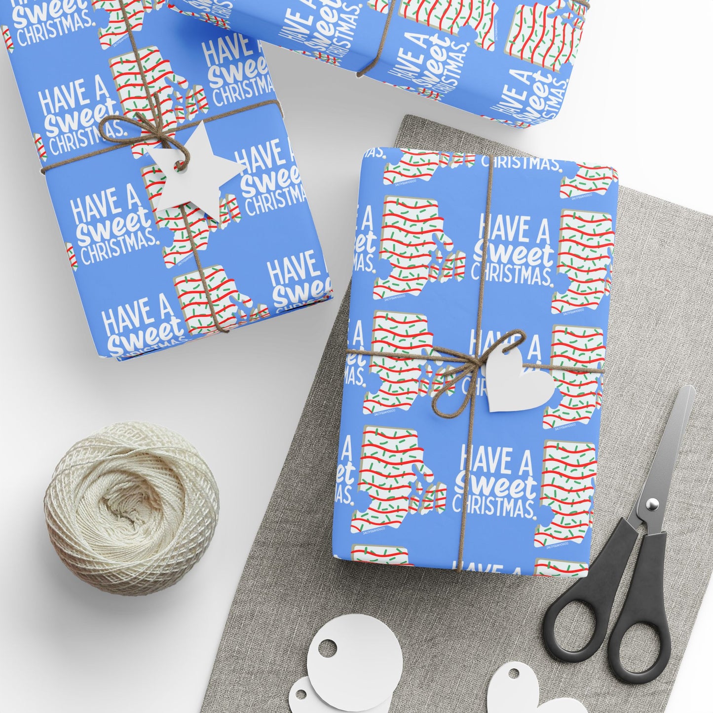 RI Shaped Holiday Cake Wrapping Paper