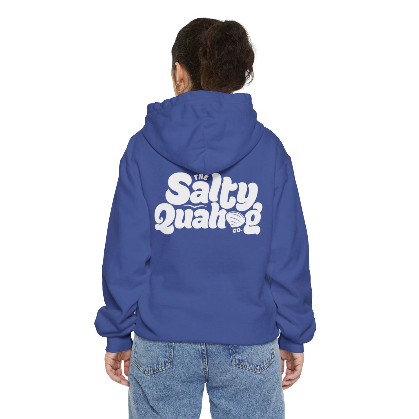 Salty Quahog Hoodie with logo on back