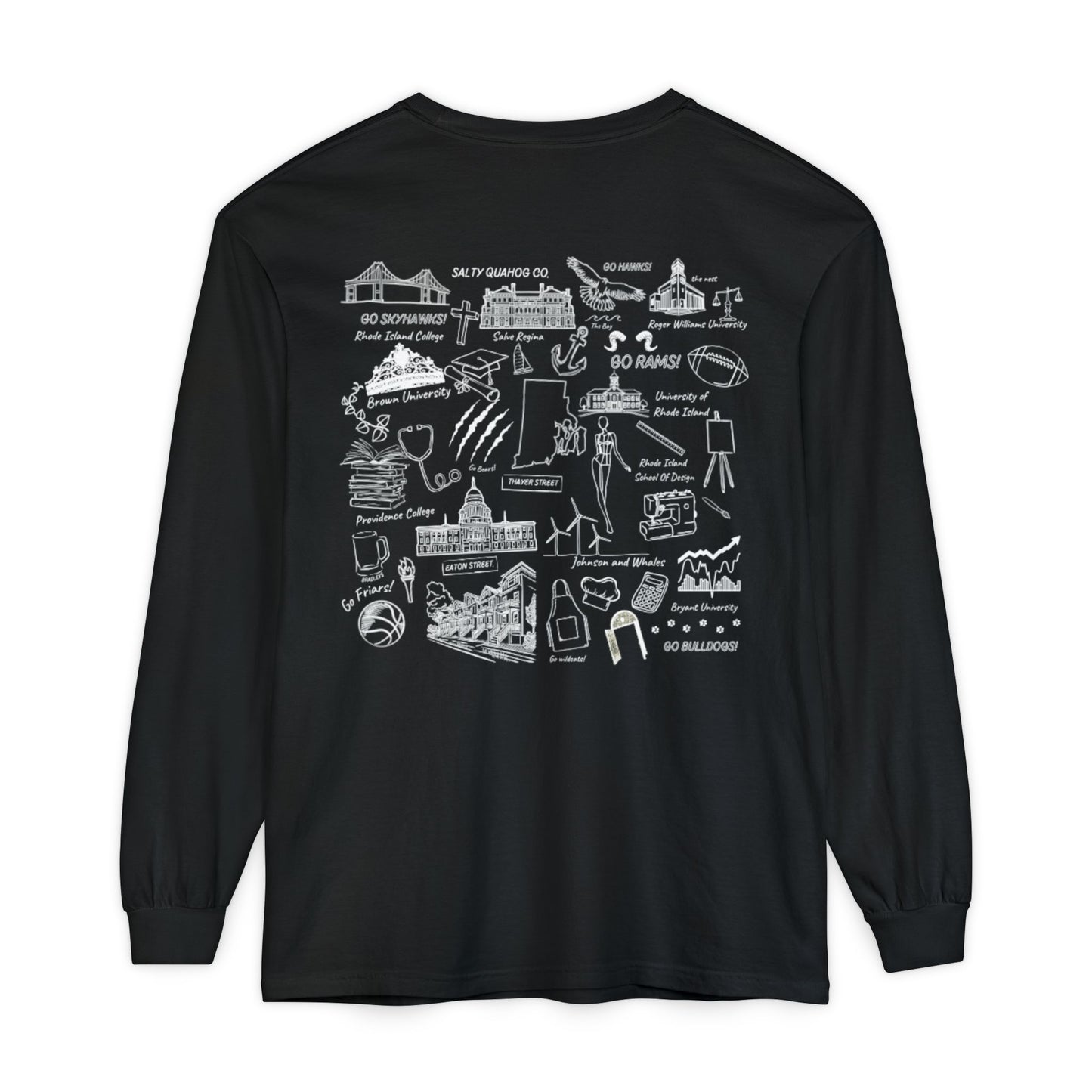 RI College Sketched Unisex Long Sleeve T-Shirt Red Flag