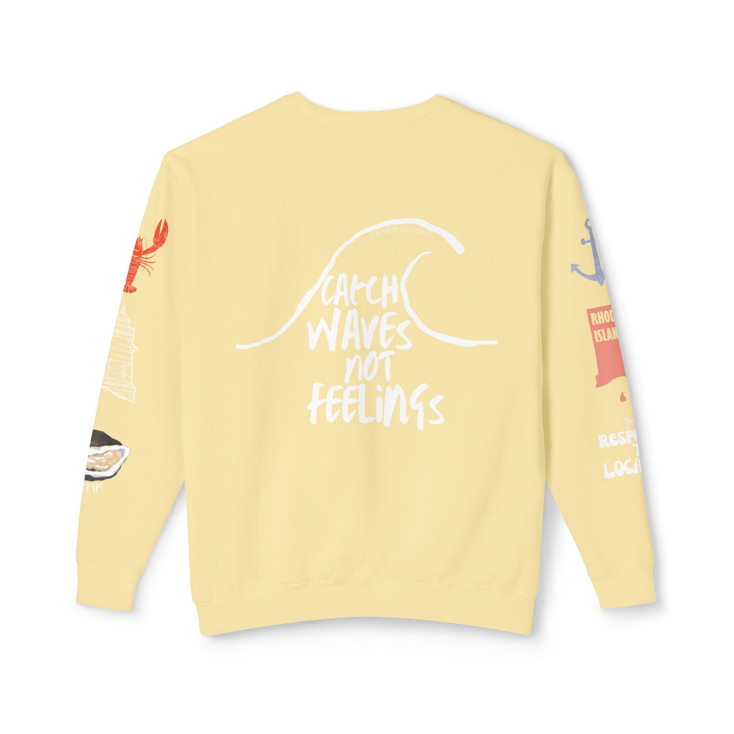 Catch Waves not Feelings Unisex Lightweight Crewneck Sweatshirt – Perfect for Ocean Lovers