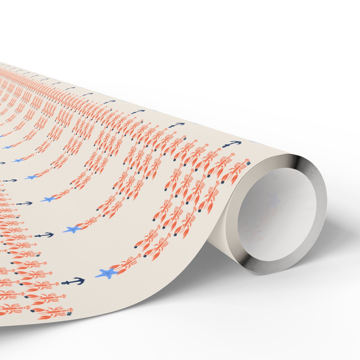 Lobster Holding Quahogs Shaped as a Christmas Tree- Wrapping Paper