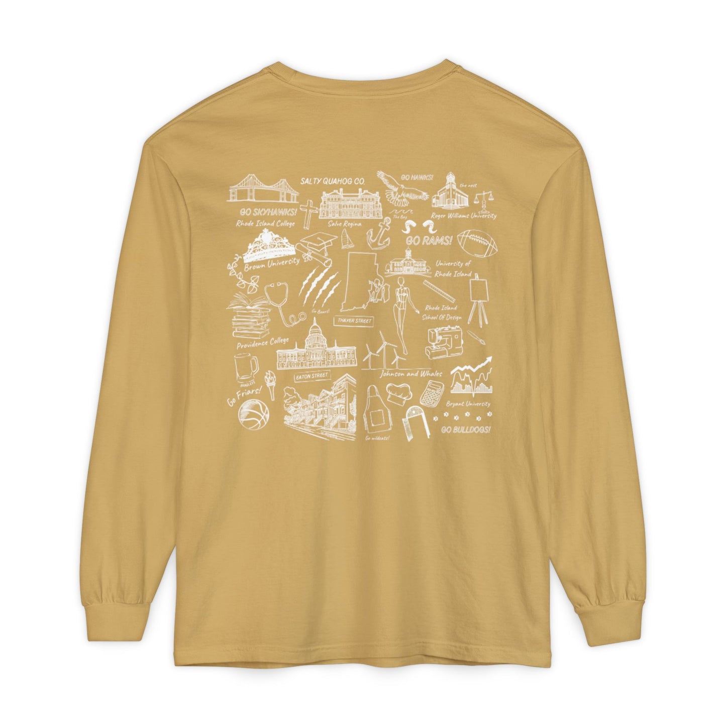 RI College Sketched Unisex Long Sleeve T-Shirt Red Flag