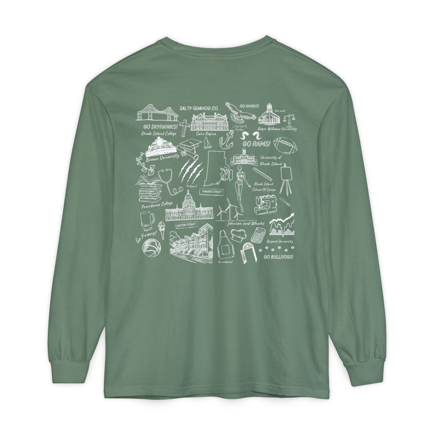 RI College Sketched Unisex Long Sleeve T-Shirt Red Flag