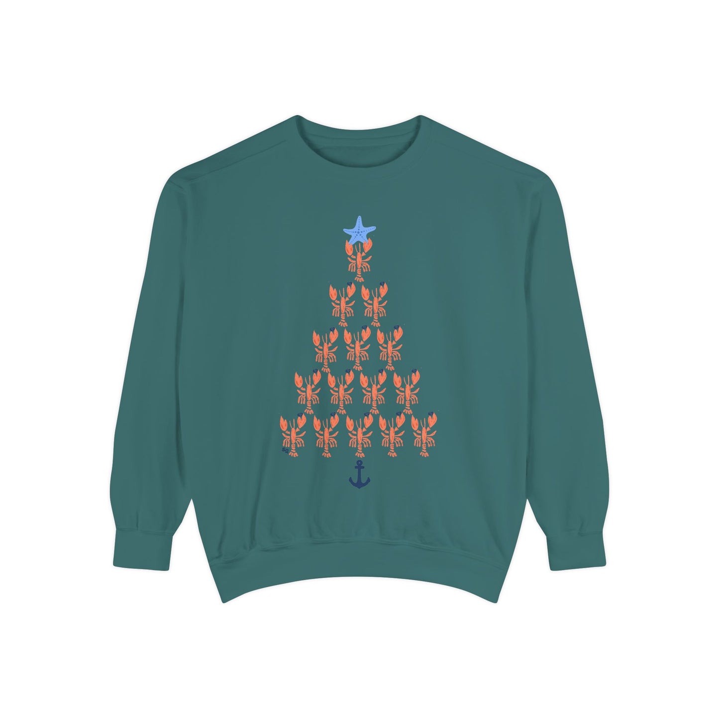 Lobster with Quahogs Shaped as a Christmas Tree-Crewneck