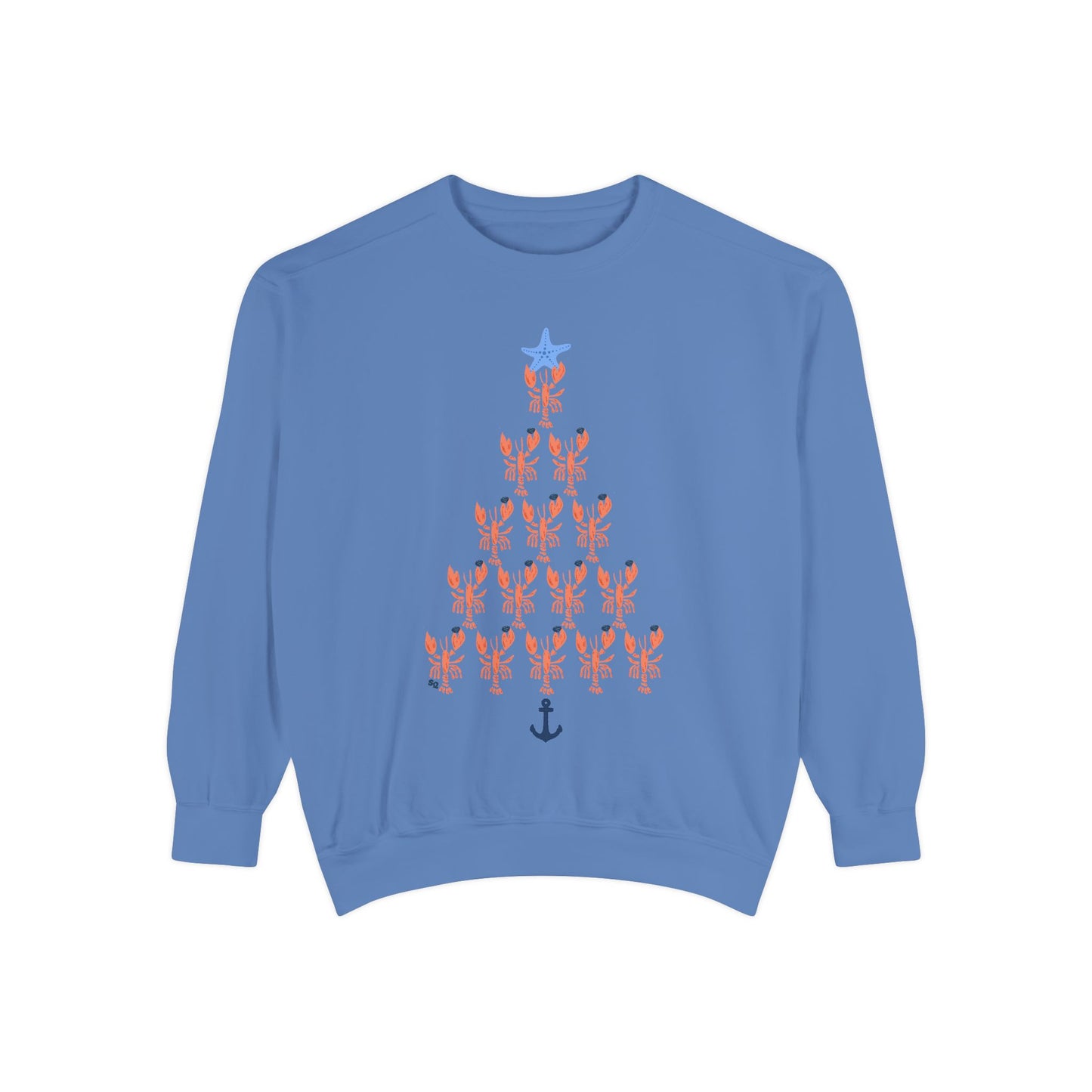 Lobster with Quahogs Shaped as a Christmas Tree-Crewneck