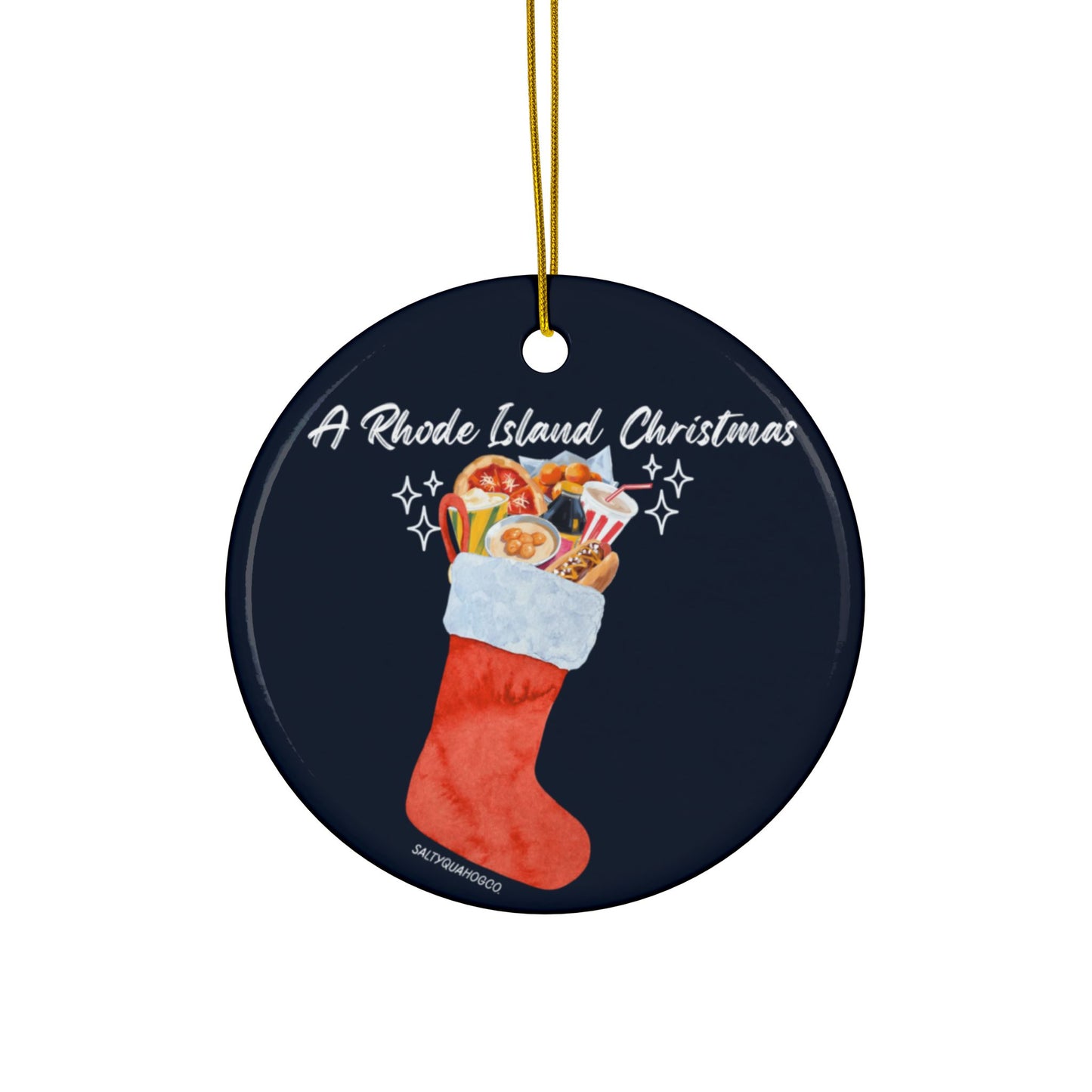 A Rhode Island Christmas Ceramic Ornament