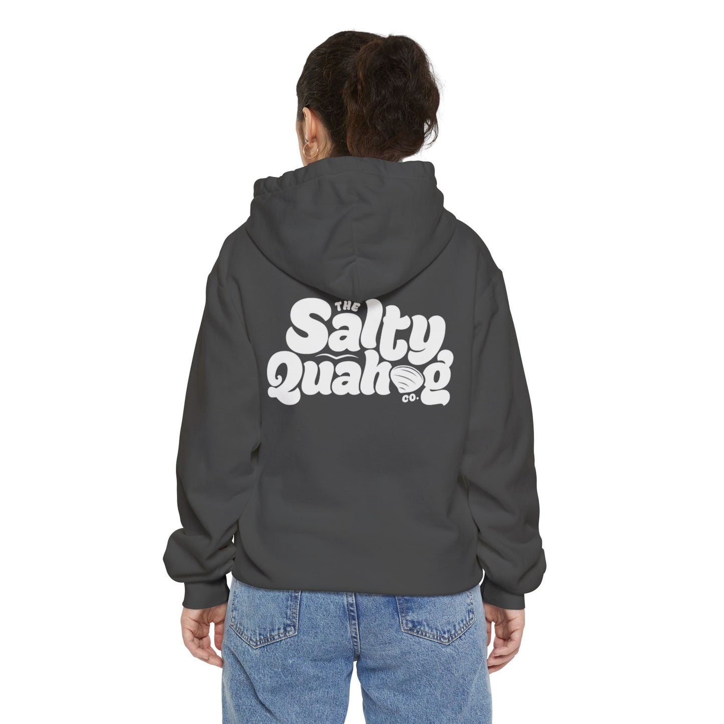 Salty Quahog Hoodie with logo on back