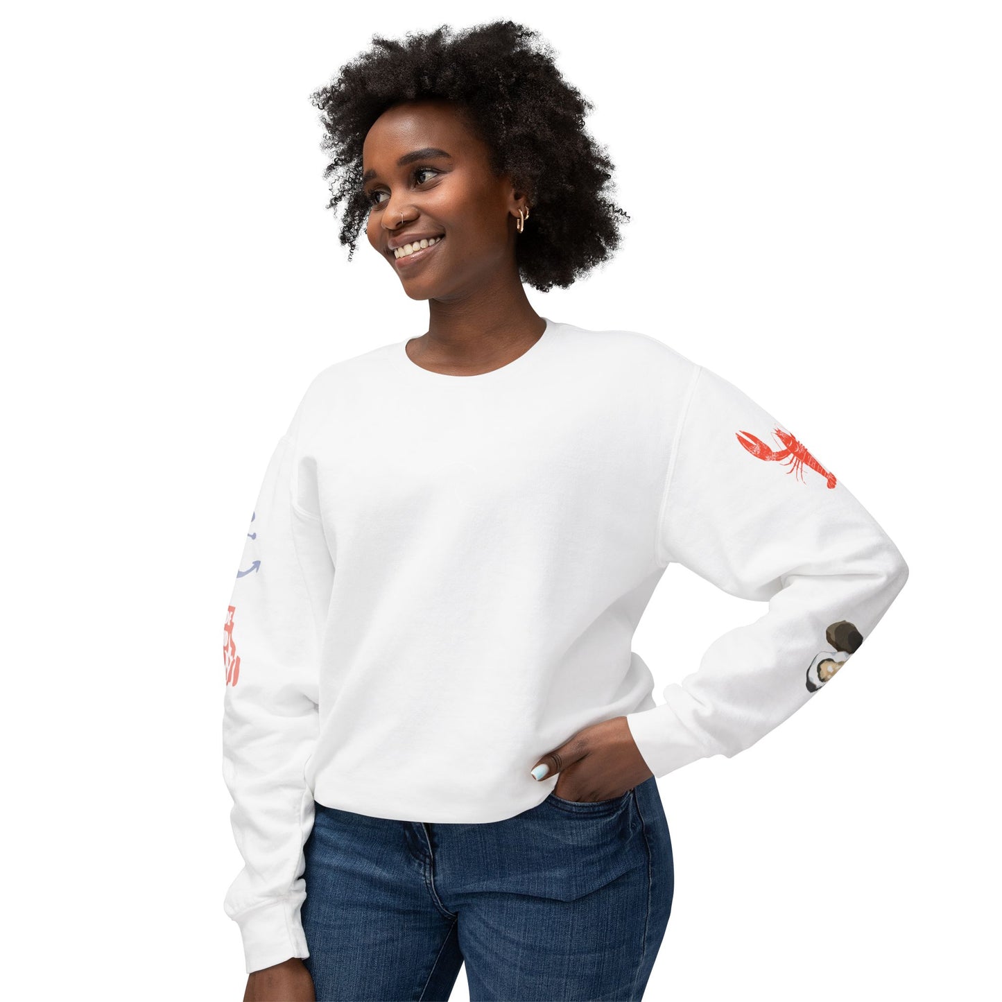 Catch Waves not Feelings Unisex Lightweight Crewneck Sweatshirt – Perfect for Ocean Lovers