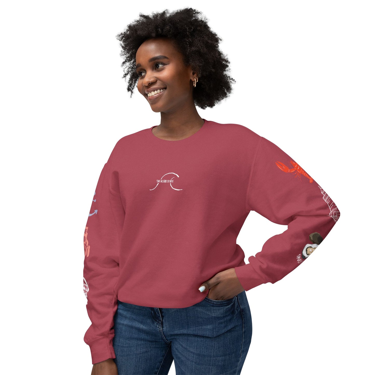 Catch Waves not Feelings Unisex Lightweight Crewneck Sweatshirt – Perfect for Ocean Lovers